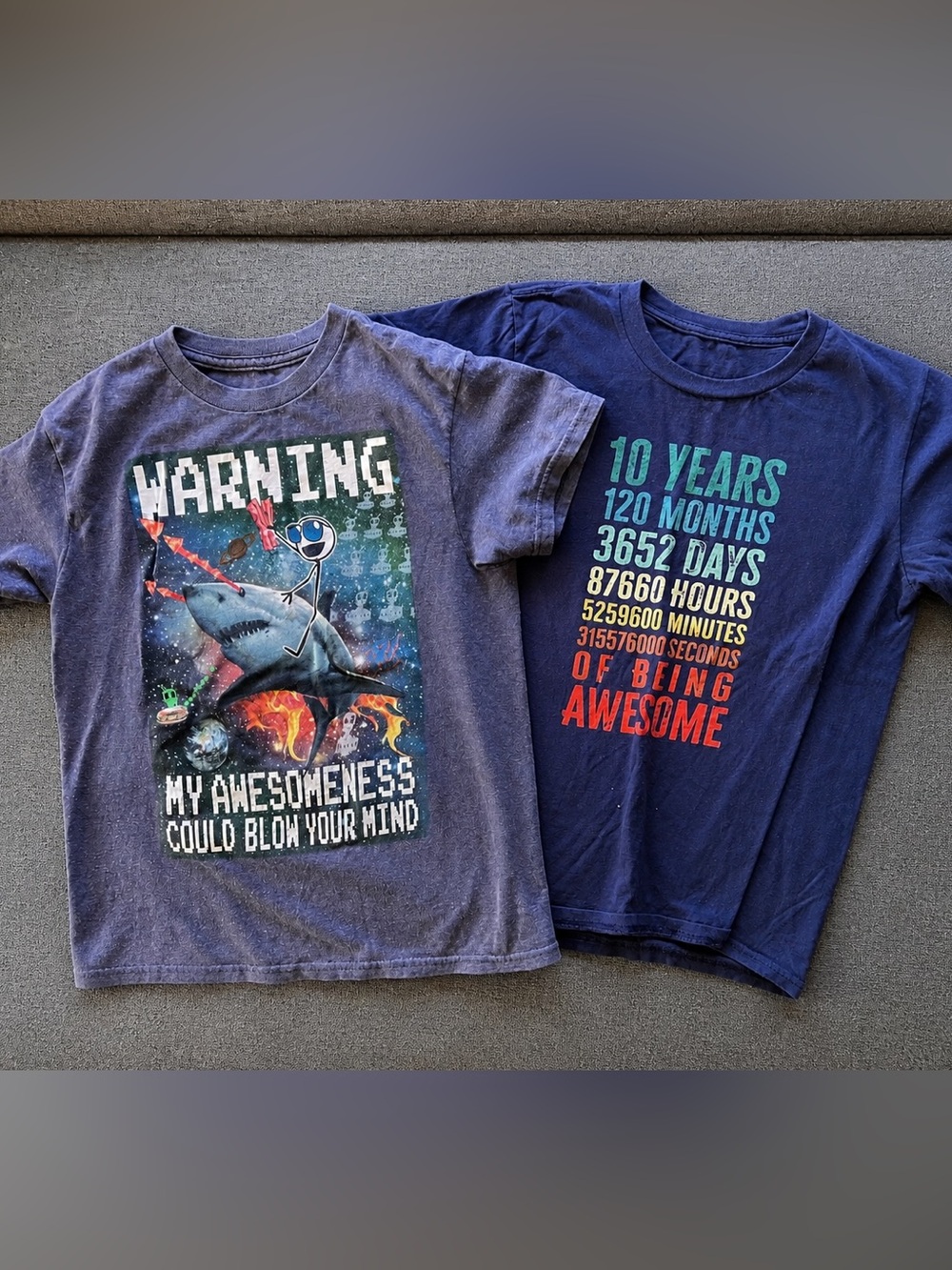 Boys Graphic T Shirt Bundle Size 10-12 Funny Shark Tee 2 Pack